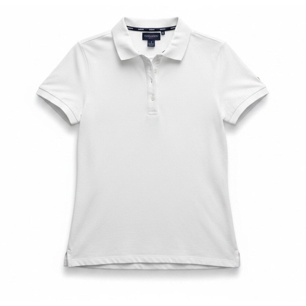 BMW Women's white short sleeve polo BMW on sleeve Sz M Performance Fabric | EUC